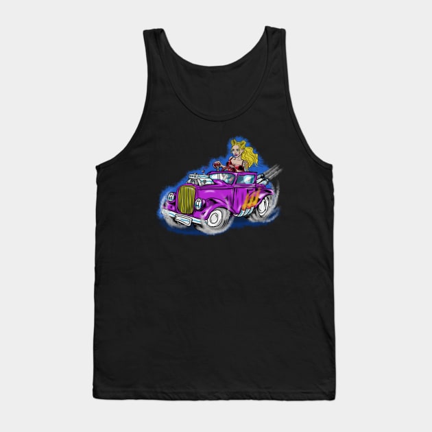 Hot Rod Driving Pin Up Girl Tank Top by silentrob668